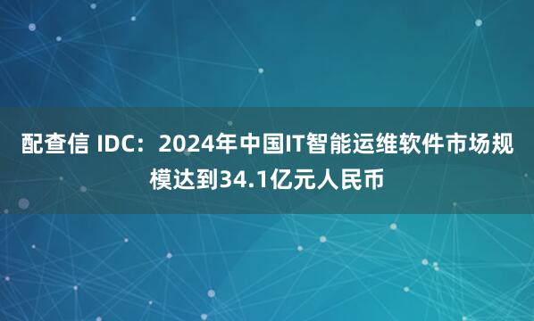配查信 IDC：2024年中国IT智能运维软件市场规模达到34.1亿元人民币